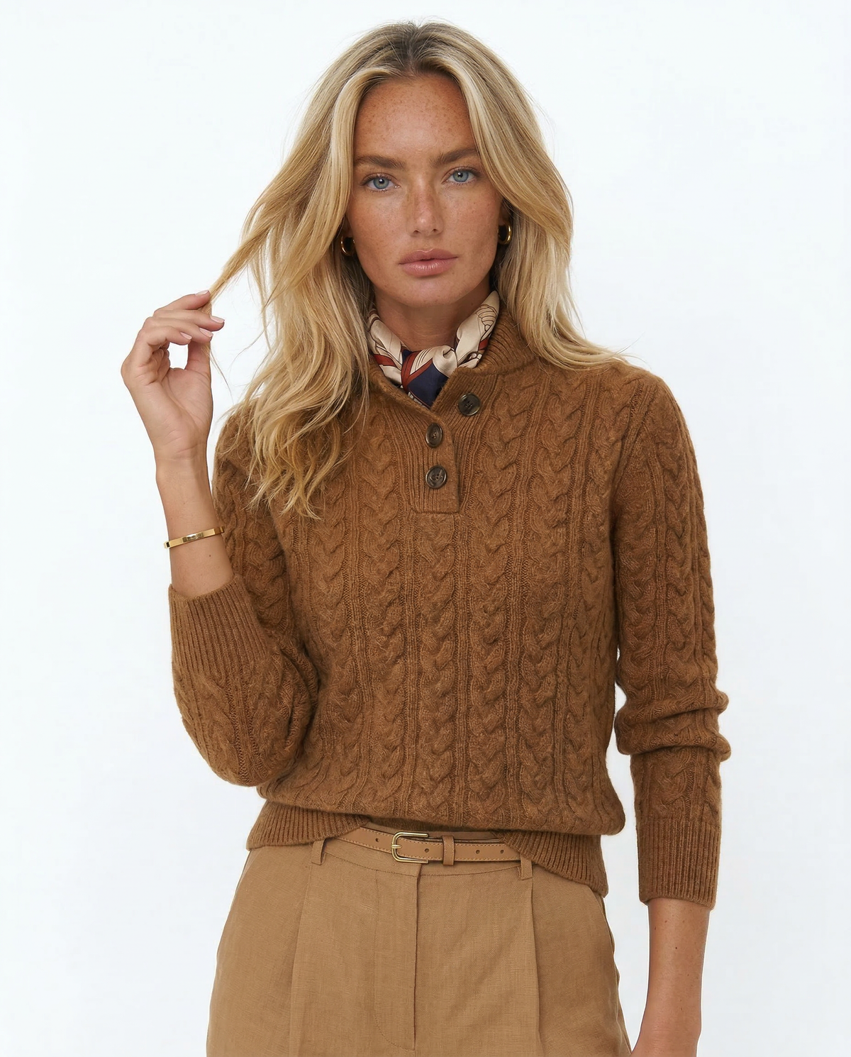 Florentine | Cable-Knit Button-Front Sweater for Women