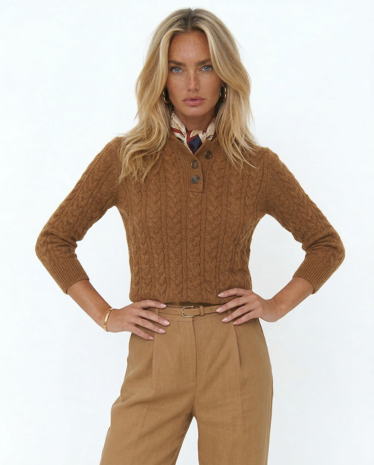 Florentine | Cable-Knit Button-Front Sweater for Women