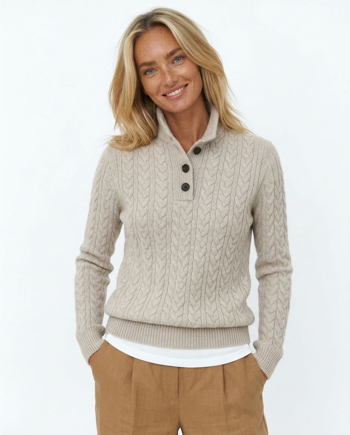 Florentine | Cable-Knit Button-Front Sweater for Women