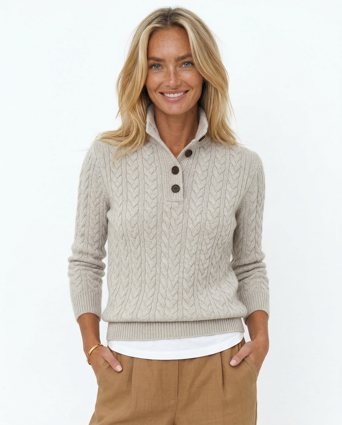 Florentine | Cable-Knit Button-Front Sweater for Women