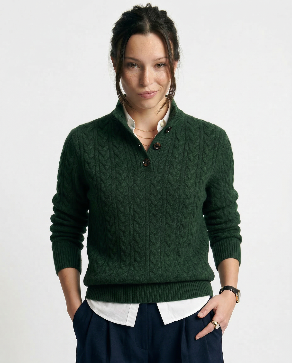 Florentine | Cable-Knit Button-Front Sweater for Women