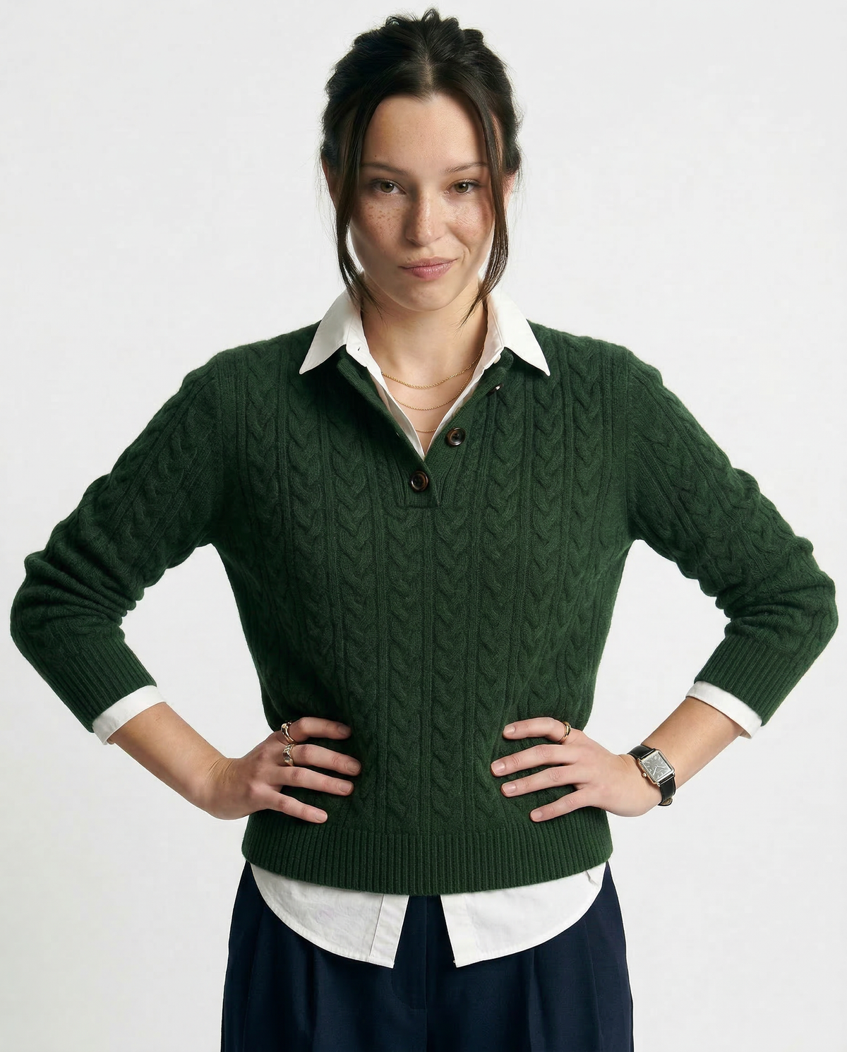 Florentine | Cable-Knit Button-Front Sweater for Women
