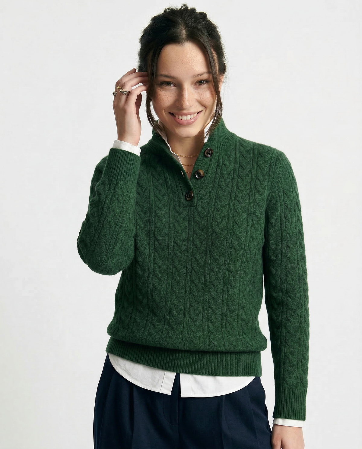 Florentine | Cable-Knit Button-Front Sweater for Women