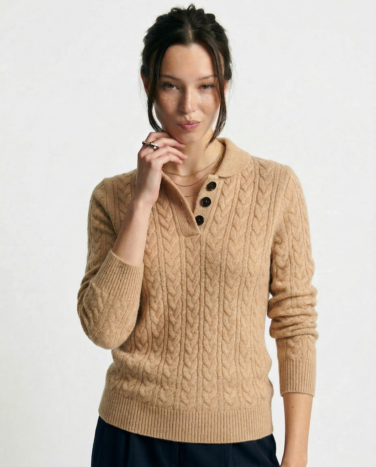Florentine | Cable-Knit Button-Front Sweater for Women
