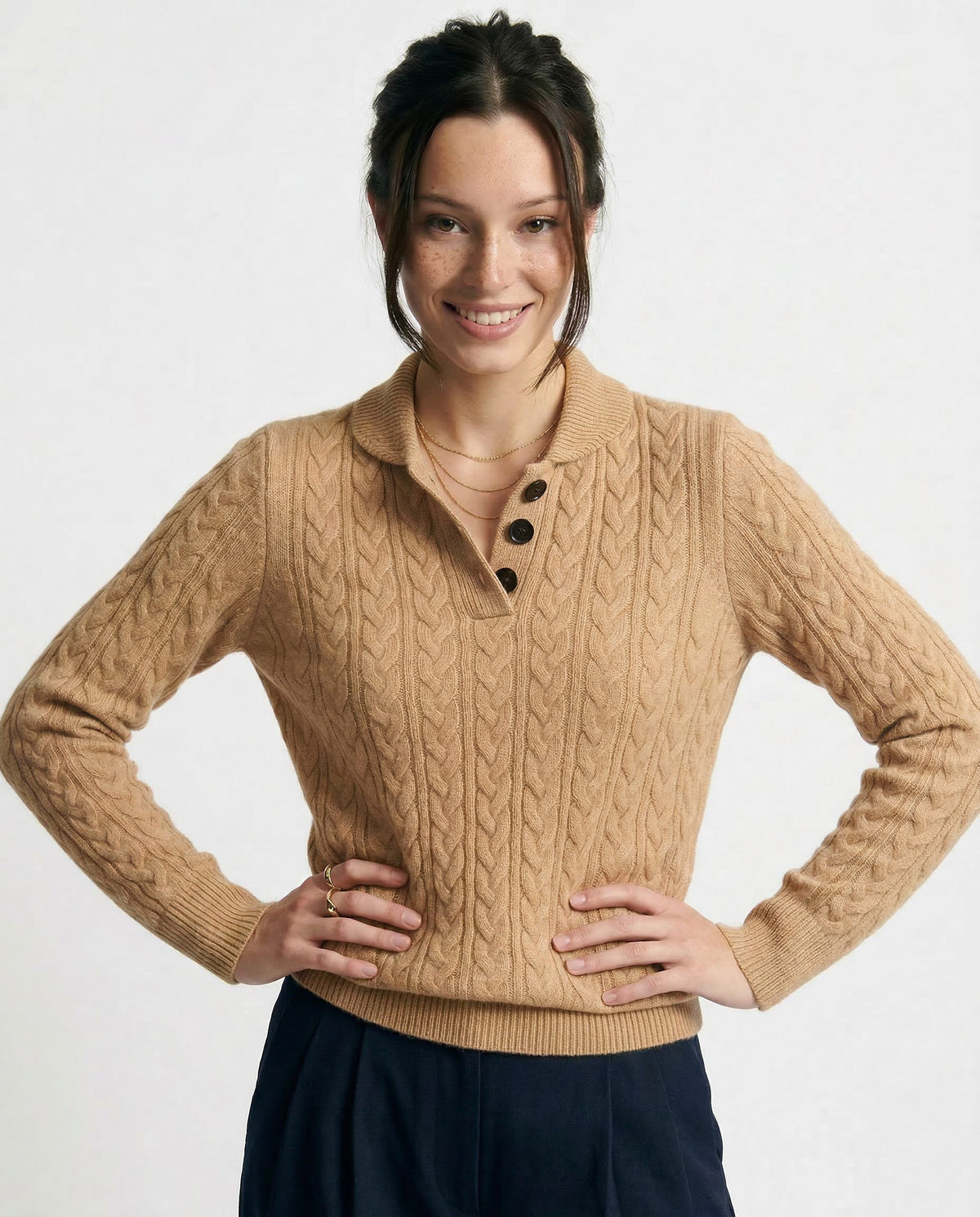Florentine | Cable-Knit Button-Front Sweater for Women