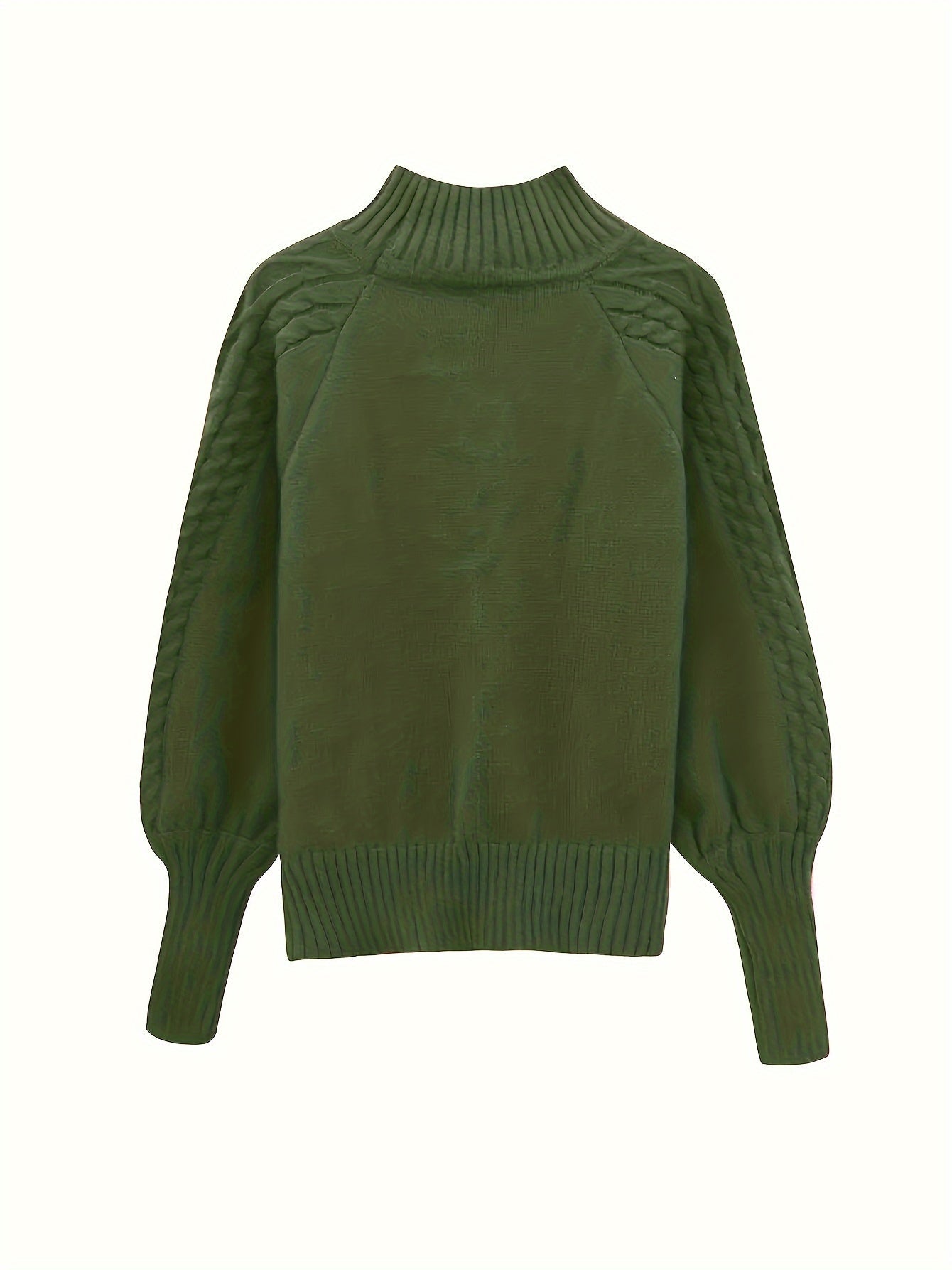 Mila cable knit high neck sweater for women by Christine Brewer, featuring a cozy high collar and textured knit pattern.
