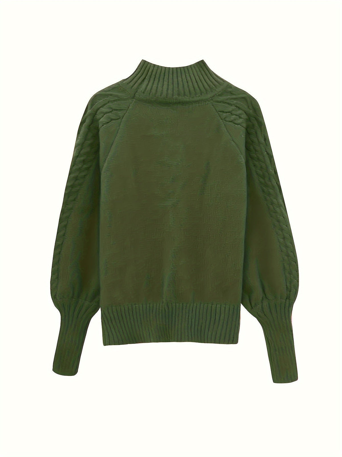 Mila cable knit high neck sweater for women by Christine Brewer, featuring a cozy high collar and textured knit pattern.