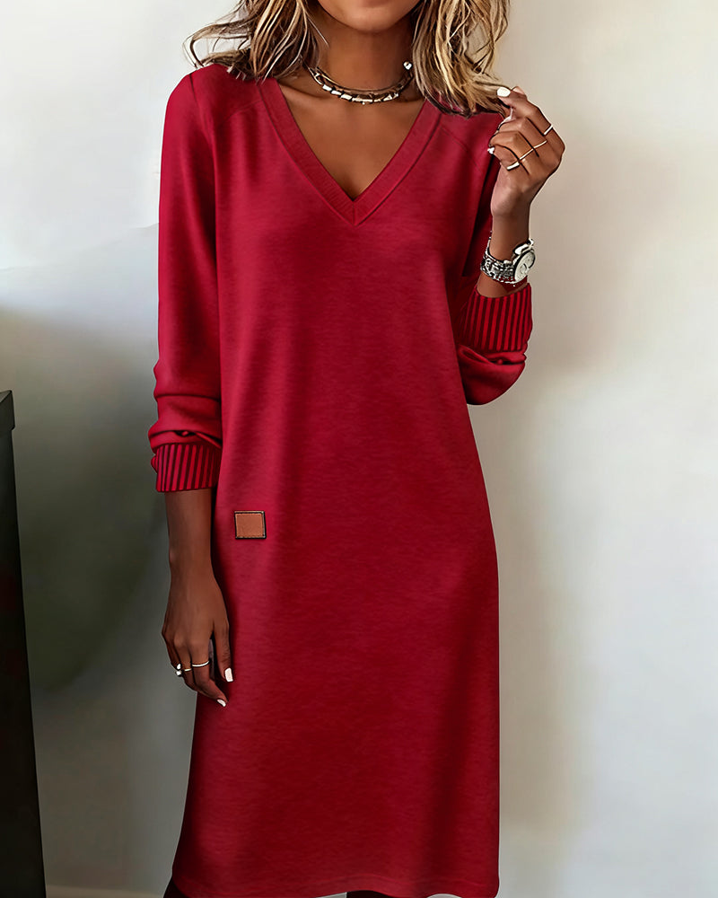 Mariana | Striped Relaxed-Fit V-Neck Sweater Dress for Women