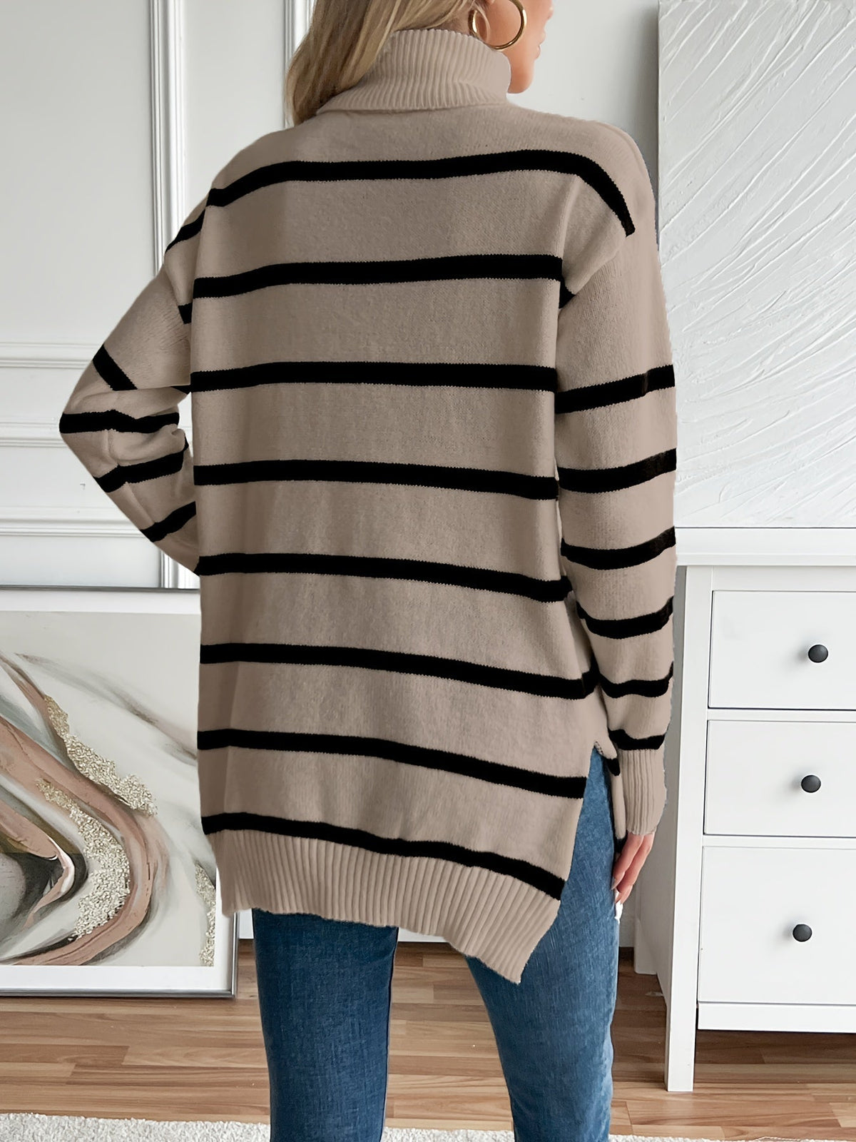 Christine Brewer Megan striped sweater for women featuring a classic multicolor striped design, cozy and stylish for everyday wear.
