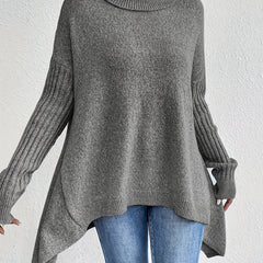 Christine Brewer Bridget high neck women's sweater, cozy knit in neutral color, showcasing a stylish high collar and fitted design.