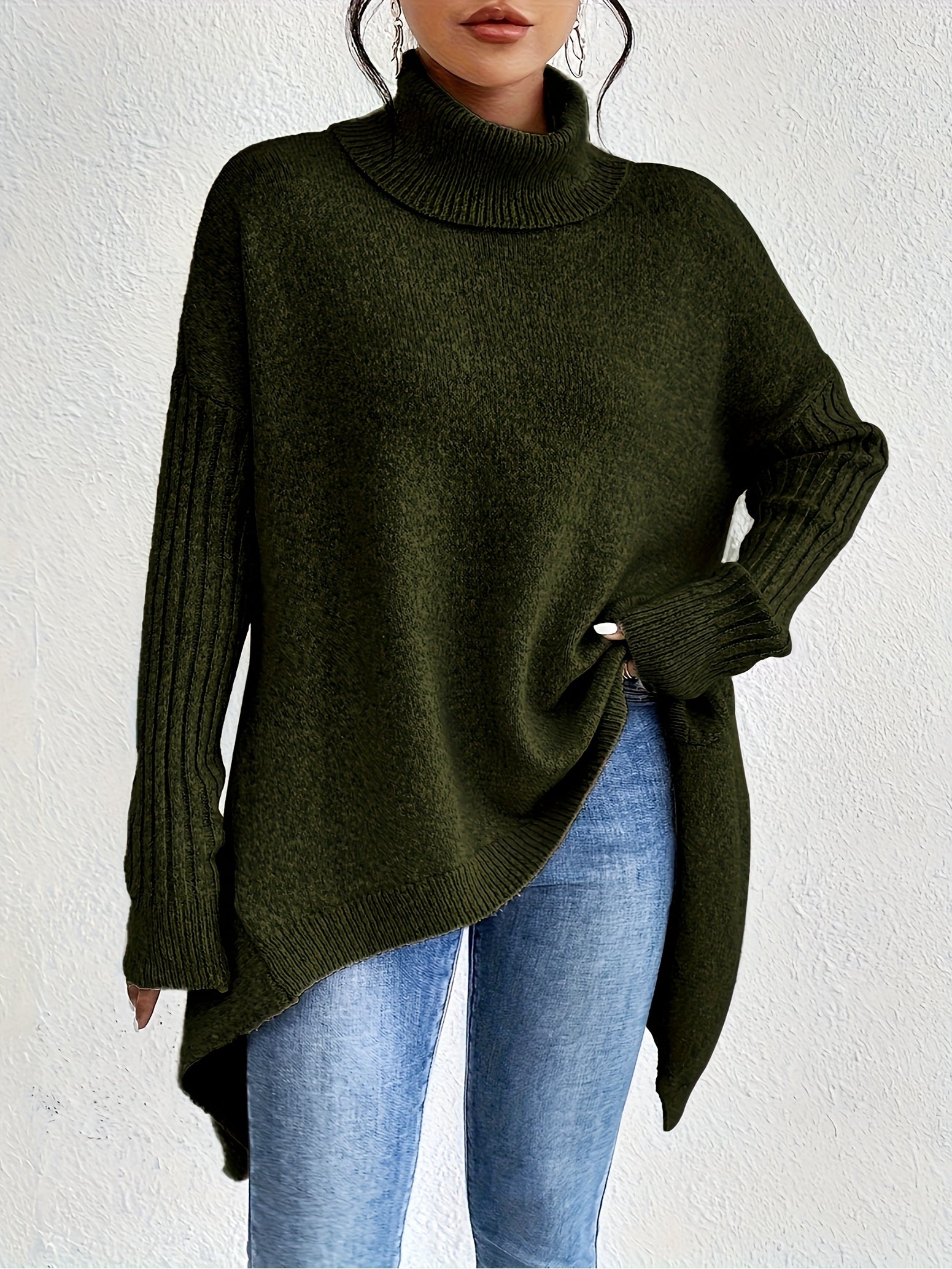 Christine Brewer Bridget high neck sweater for women, showcasing a cozy knit in a neutral color with a fitted silhouette.