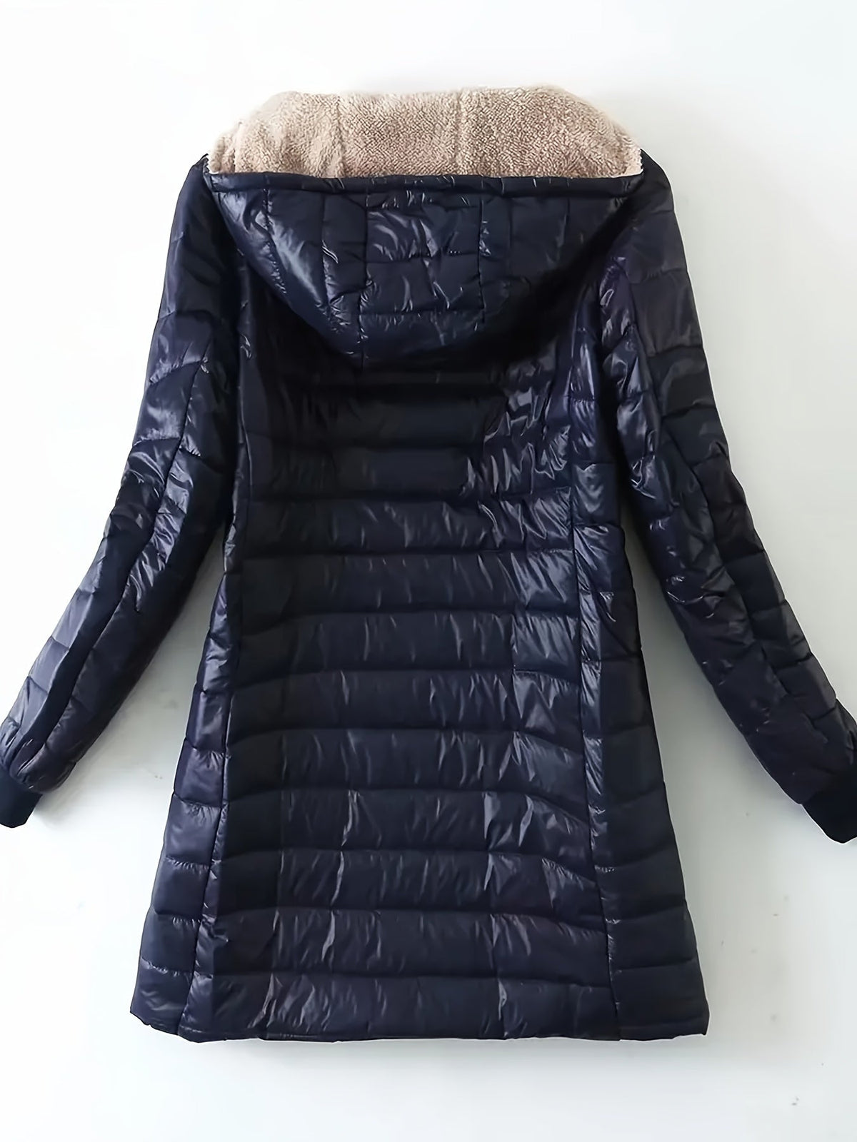 Elsa | Fleece Longline Hooded Puffer Coat for Women