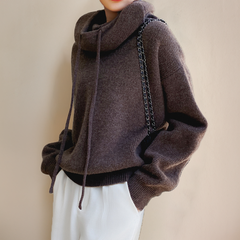 Madelyn women's hooded sweater by Christine Brewer, soft knit hoodie with a relaxed fit and front pocket, in a cozy casual style.