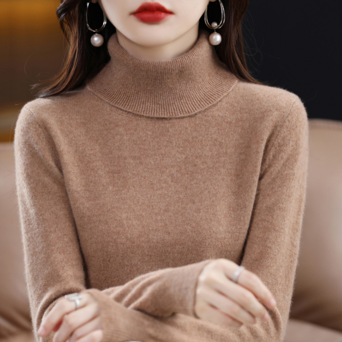 Delilah | Cashmere Sweater Turtleneck Knit Winter Warm Lightweight Slim Fit Pullover Fall