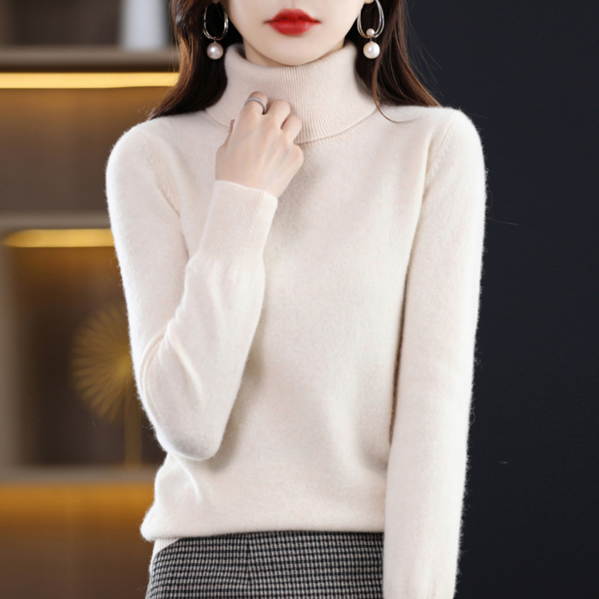 Delilah | Cashmere Sweater Turtleneck Knit Winter Warm Lightweight Slim Fit Pullover Fall
