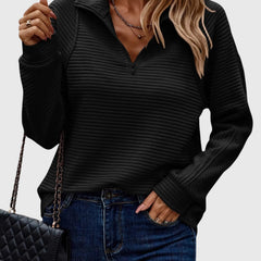 Christine Brewer Ruth women's half-zip sweater in soft knit fabric, featuring a high collar and cozy fit.