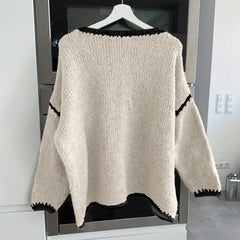 Taylor women's knit sweater by Christine Brewer, featuring a cozy, textured design in soft, neutral tones.