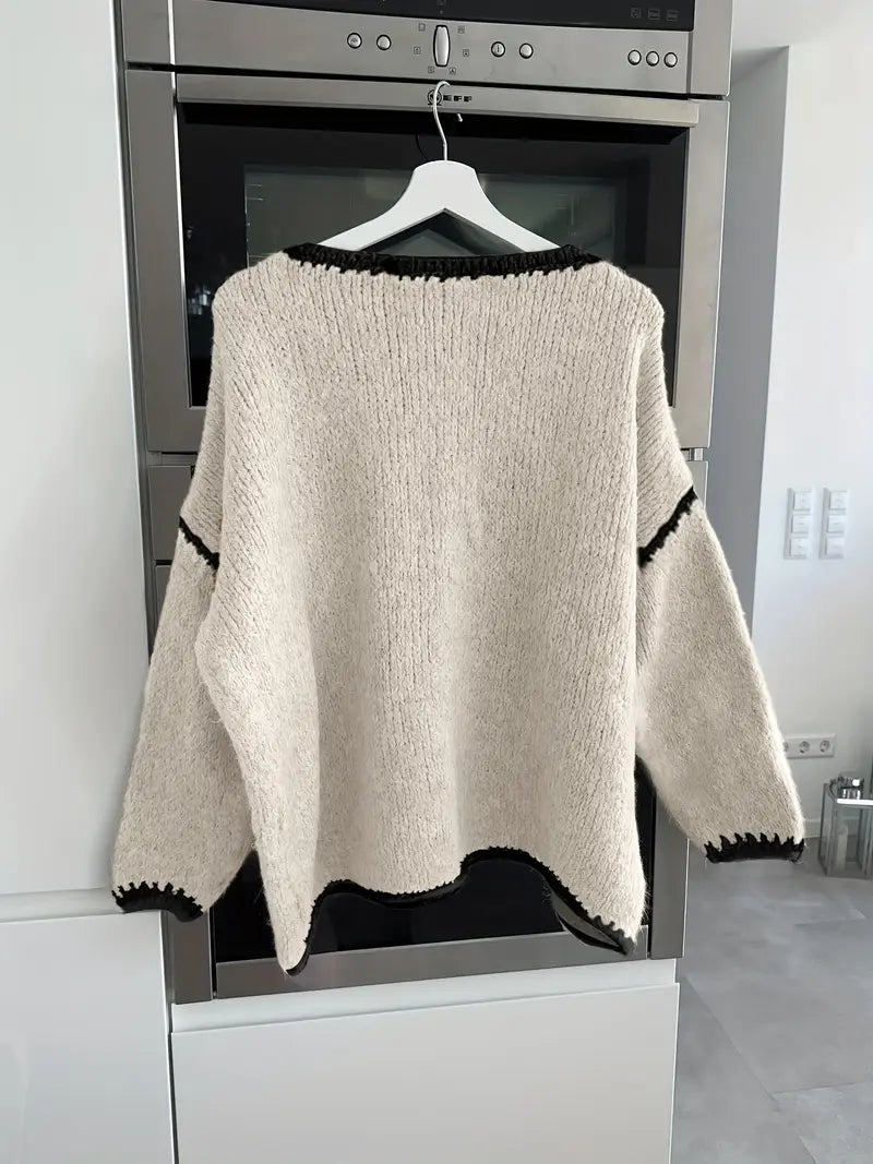Taylor women's knit sweater by Christine Brewer, featuring a cozy, textured design in soft, neutral tones.