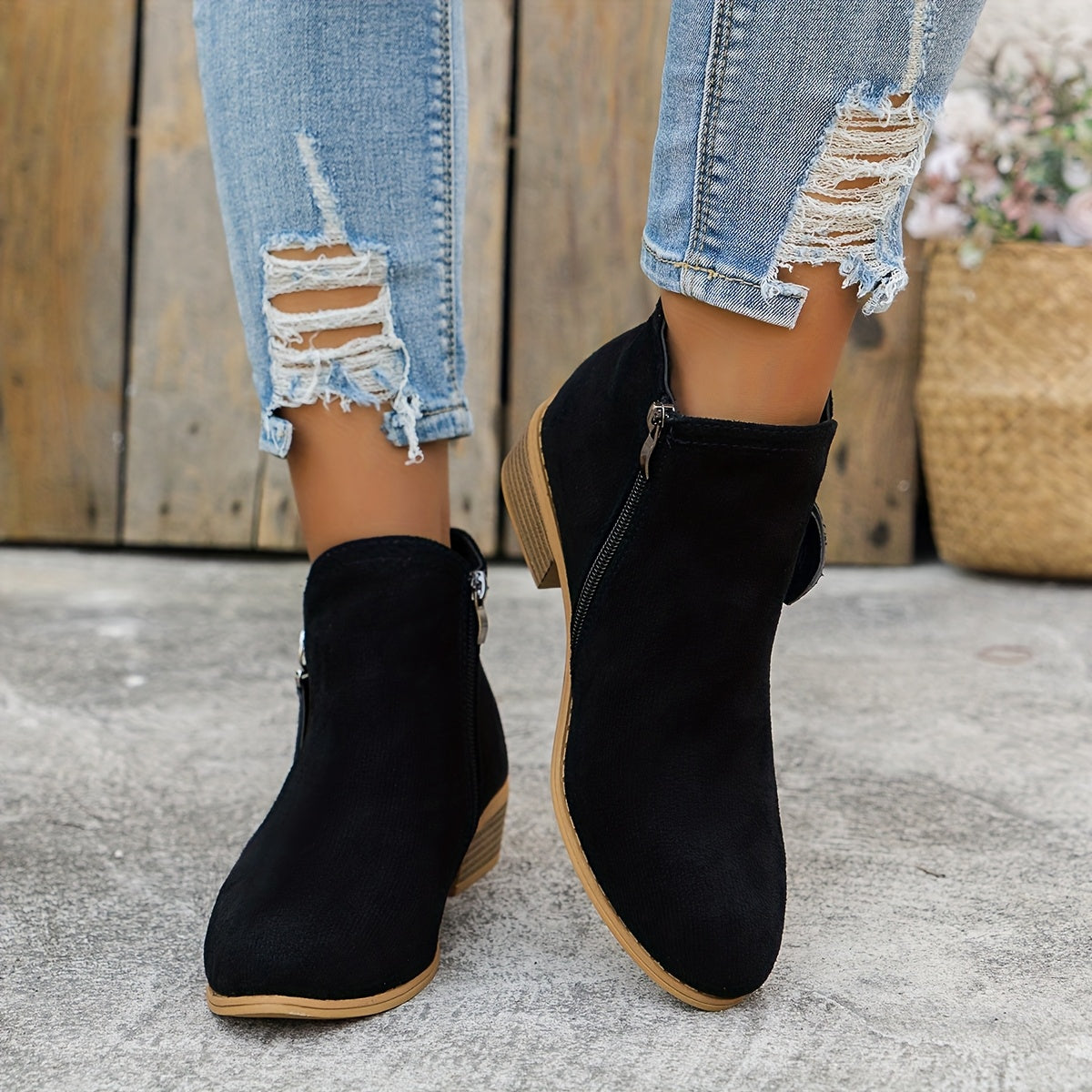 Millicent | Ankle Boots, Women, Dual Zip, Block Heel, Low Heel, Cushioned, Fall, Winter, Booties,