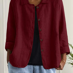 Women’s lightweight casual button-front jacket by Christine Brewer, featuring a relaxed fit and stylish design.