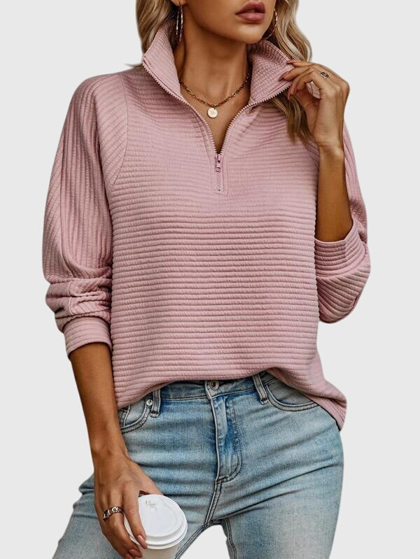 Christine Brewer Ruth half-zip sweater for women in cozy knit fabric, featuring a half-zip front and stylish fit