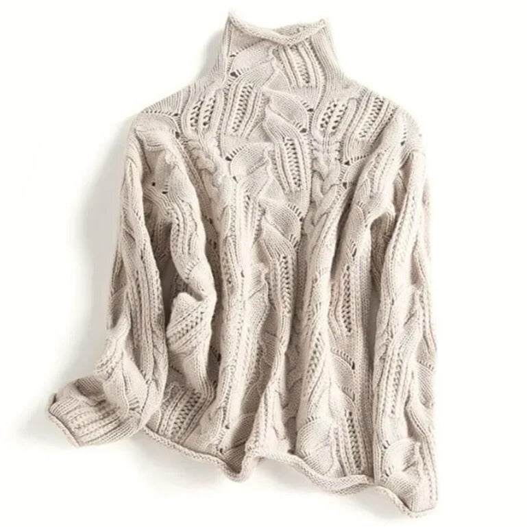 Faith | Cashmere Sweater Cable Knit Turtleneck Pullover Women Winter Warm Long Sleeve Knit Soft