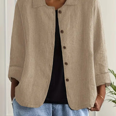 Lightweight casual women's jacket by Christine Brewer featuring a button front and relaxed fit in a versatile design.