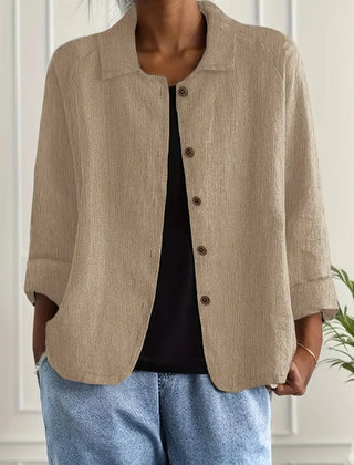 Lightweight casual women's jacket by Christine Brewer featuring a button front and relaxed fit in a versatile design.