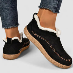 Dorry orthopedic women's boots by Christine Brewer, featuring supportive design and comfortable fit, shown in black leather.
