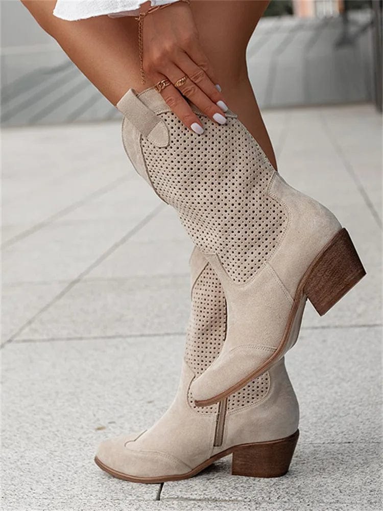 Taren | Cowboy Boots Western Boots Ankle Boots Women Winter Fall Block Heel Side Zip