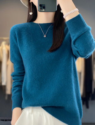 Women’s knit sweater by Christine Brewer, featuring a cozy Helena design in soft, textured fabric with long sleeves and a relaxed fit.