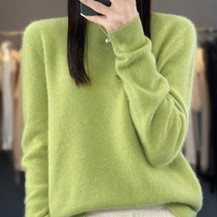 Christine Brewer Delilah cozy, relaxed fit fluffy sweater with elegant design, soft knit fabric, and long sleeves.