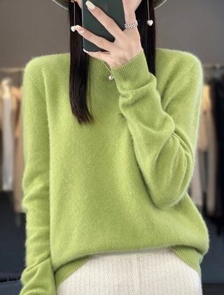 Christine Brewer Delilah cozy, relaxed fit fluffy sweater with elegant design, soft knit fabric, and long sleeves.