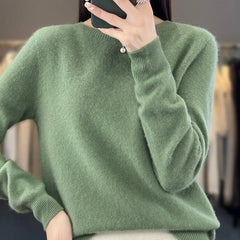 Women’s knit sweater named Helena by Christine Brewer, featuring a cozy, stylish design in soft fabric, shown worn in this image.