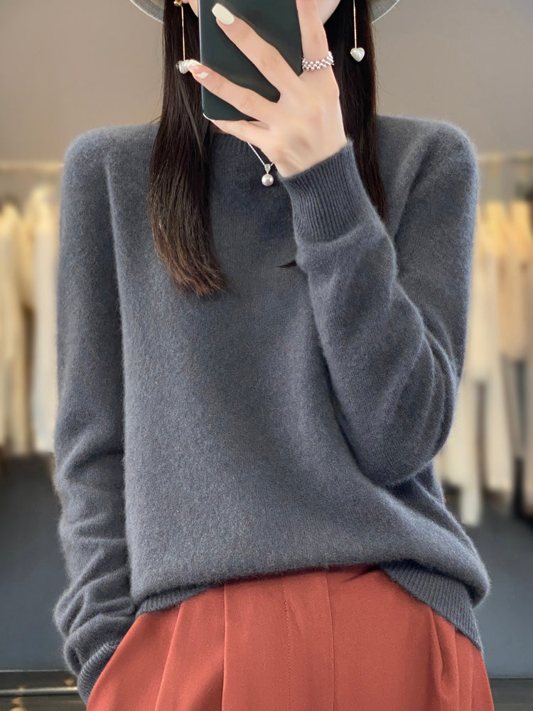Helena knit sweater for women by Christine Brewer, featuring a cozy, textured design in soft, warm yarn.