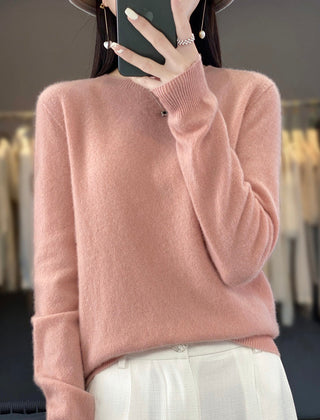 Delilah cozy elegant fluffy sweater by Christine Brewer, relaxed fit with soft, plush texture, styled for casual comfort.