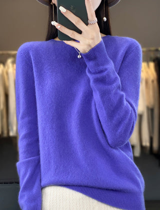 Delilah cozy, elegant relaxed fit fluffy sweater by Christine Brewer, shown in a soft, plush fabric with a stylish relaxed silhouette.