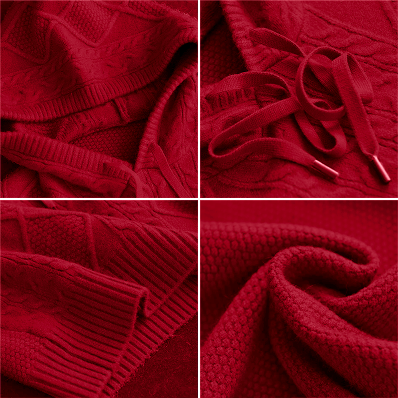 Cable knit hoodie for women from the Thea #1752 Collection by Christine Brewer, featuring a cozy, textured knit design.