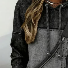Christine Brewer Isla colorblock long sleeve hoodie featuring elegant design and comfortable fit, with stylish contrasting panels.