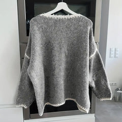 Taylor knit sweater for women by Christine Brewer, featuring a cozy, textured design in soft, neutral colors.