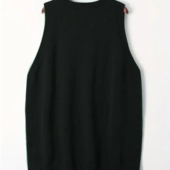 Christine Brewer Kelly V-neck sleeveless knit sweater vest for women, close-up of soft fabric and stylish design