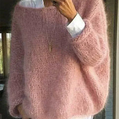Scarlett oversized fluffy sweater for women by Christine Brewer, shown in soft, plush fabric with a relaxed fit and cozy design.