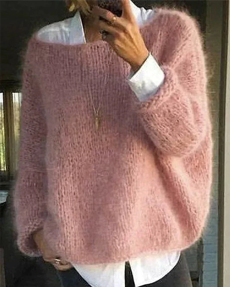 Scarlett oversized fluffy sweater for women by Christine Brewer, shown in soft, plush fabric with a relaxed fit and cozy design.
