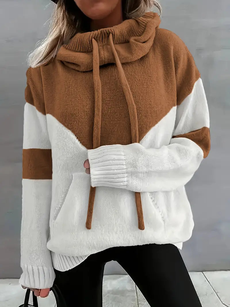 Colorblock Melissa hoodie for women by Christine Brewer, featuring a stylish pullover design in vibrant color blocks.