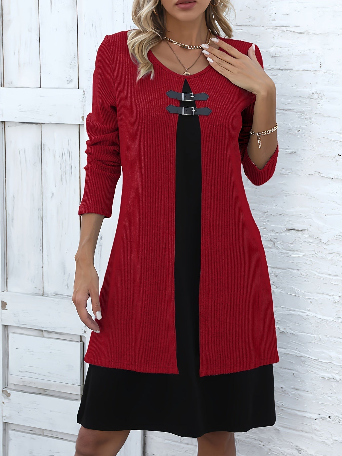 Rosetta | Ribbed Long Sleeve Midi Dress for Women