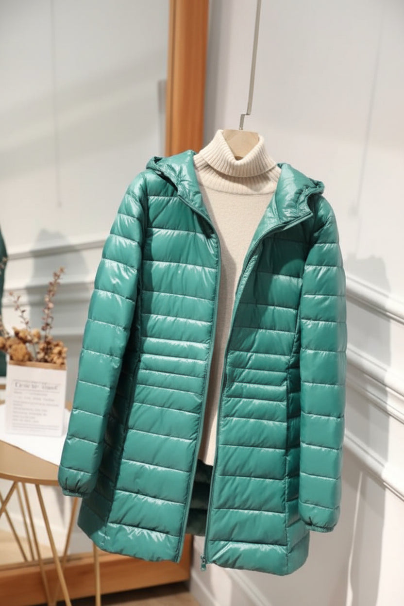 Jutta | Women's Long Winter Coat Hooded Quilted Insulated Warm Zip-Up