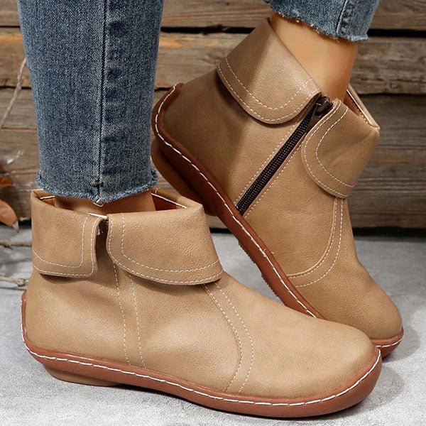 Isabella1 | Ankle Boots, Women, Buckle Strap, Casual, Fall, Winter, Booties, Warm, Cold Weather, Flat