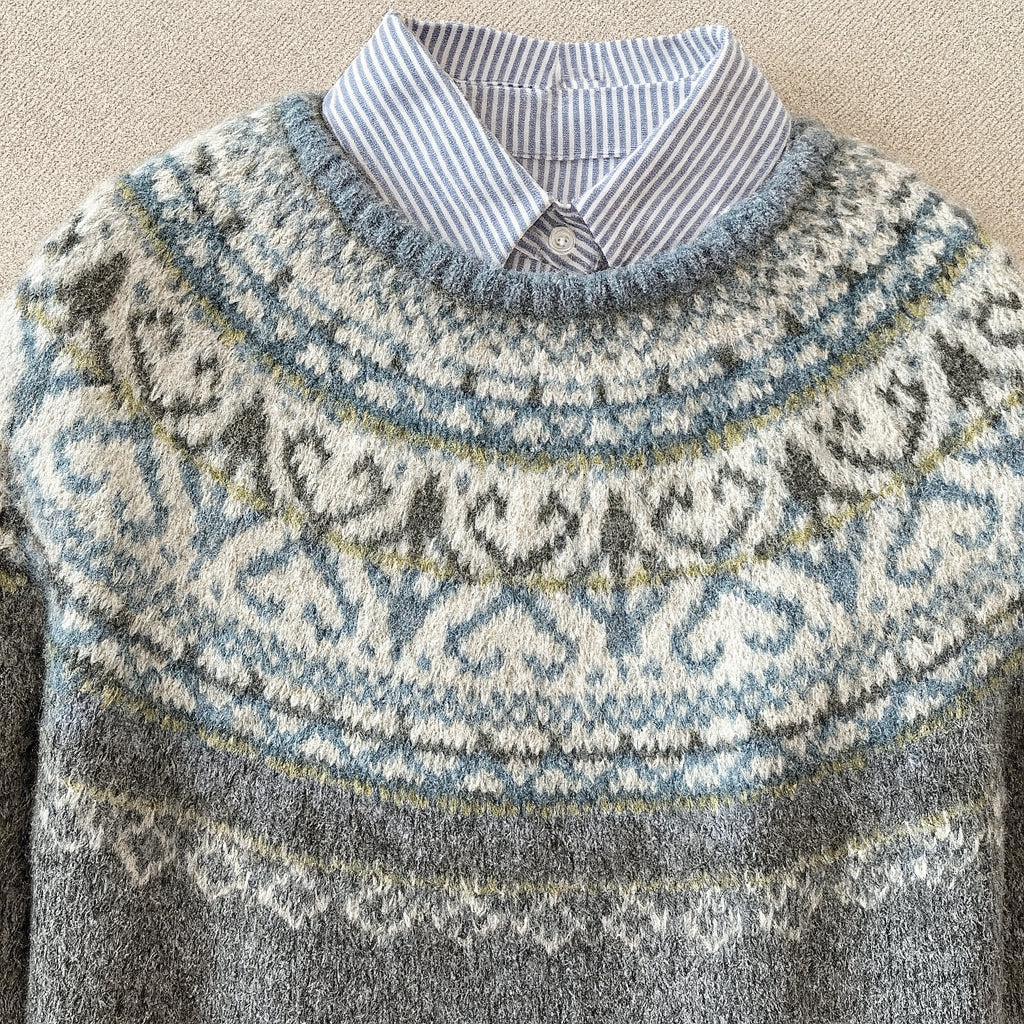 Seraphina | Women's Knit Sweater Nordic Fair Isle Crew Neck Knit Pullover Cozy Warm Festive