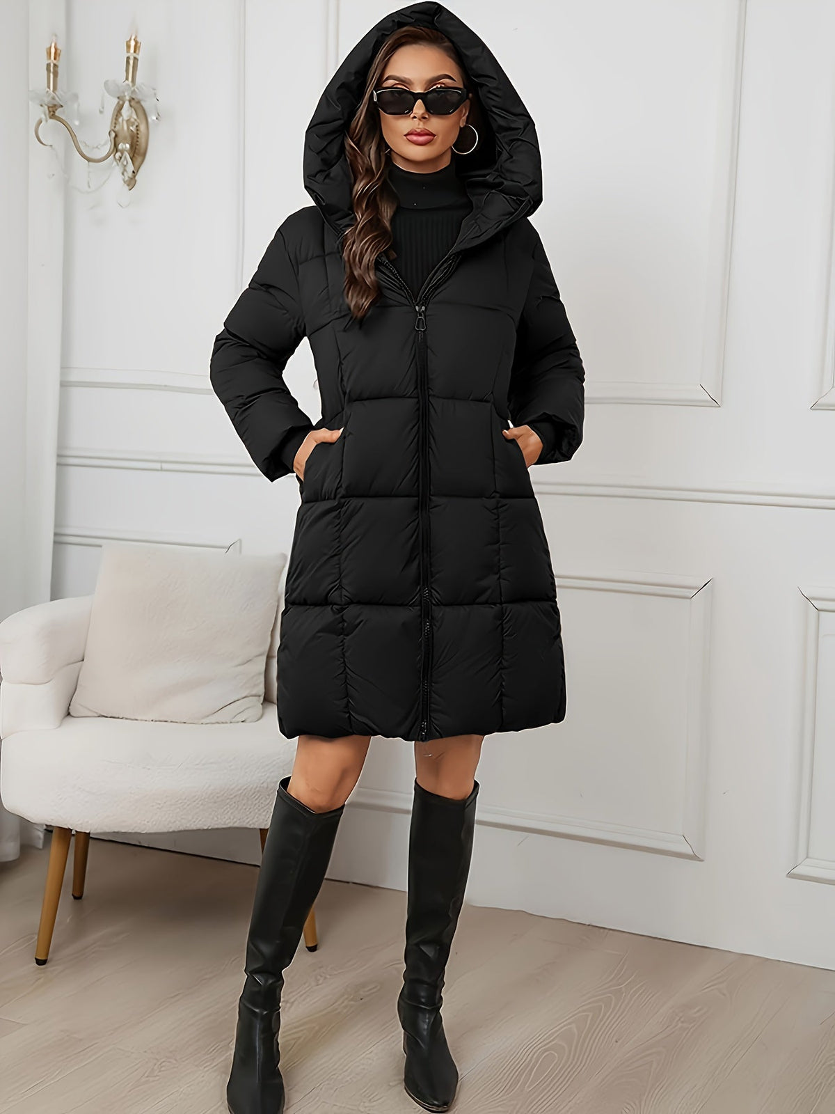 Elke | Women's Puffer Coat Hooded Insulated Warm Zip-Up