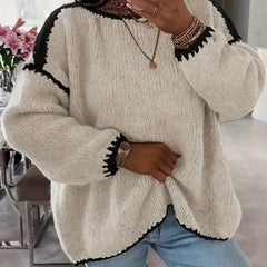 Taylor knit sweater for women by Christine Brewer, featuring a cozy, textured knit with a classic fit and ribbed cuffs.